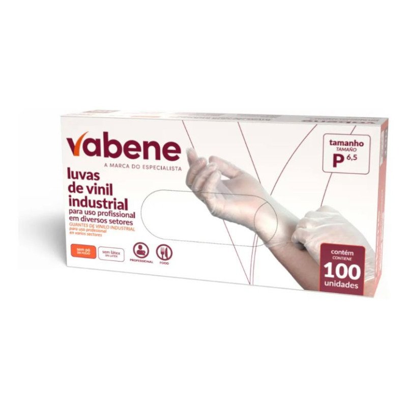Vabene - Luva Vinil Sem Pó Descartável Tamanho P