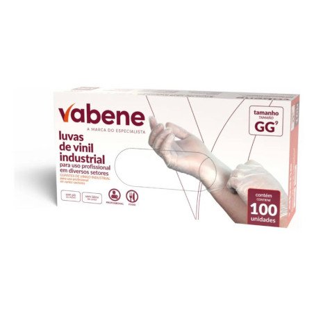 Vabene - Luva Vinil Sem Pó Descartável Tamanho GG