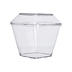 Strawplast - Kit Pote e Tampa Quadrado 180ml Cristal
