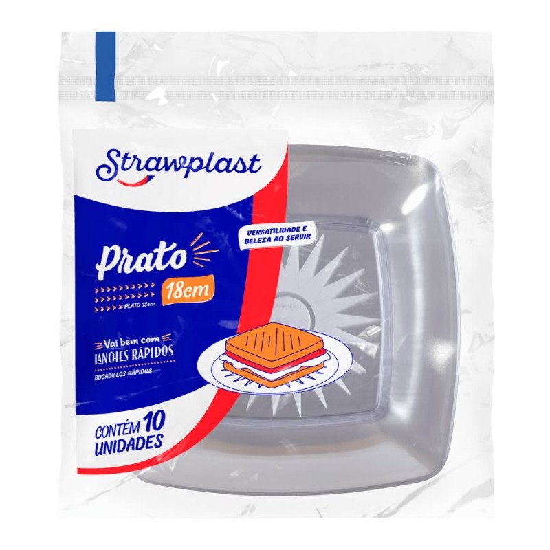Strawplast - Prato Cristal Quadrado 18cm