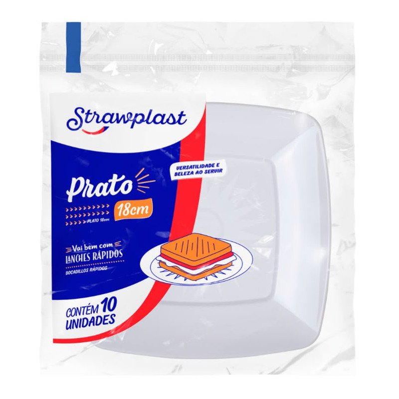 Strawplast - Prato Branco Quadrado 18cm