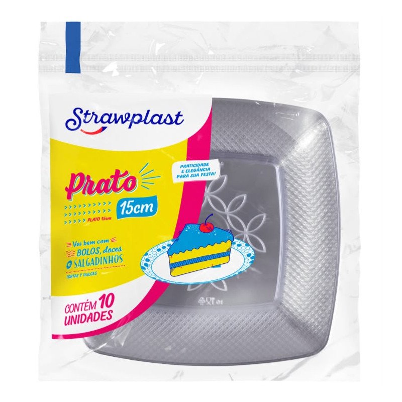 Strawplast - Prato Cristal Quadrado 15cm