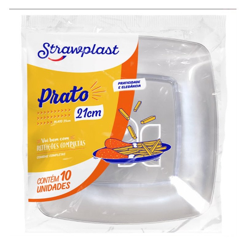 Strawplast - Prato Cristal Quadrado 21cm