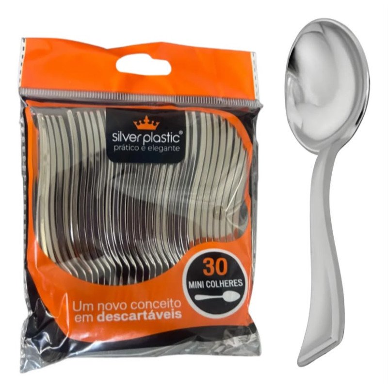 Silver Plastic - Mini Colher Prata